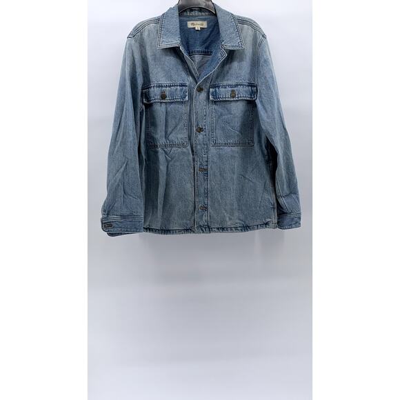 MADEWELL Men’s Highbury Wash Blue Denim Relaxed-Fit Button-Up Shirt Jacket SZ S - Picture 1 of 13